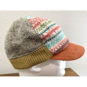 Grace Designed In Tokyo Women's Knit Cap Fair Isle Suede Brim Orange multi color